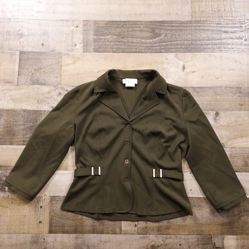 Vertigo Petites Paris Blazer Women’s Size Large Olive Green Tailored Jacket